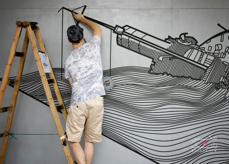 نوار چسب به جای رنگ در نقاشی های خیابانی