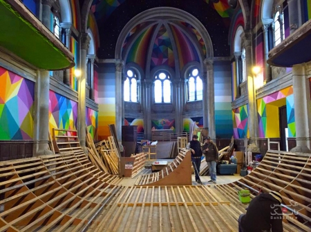 تبدیل کلیسای 100 ساله به پارک اسکیت بازی با دیوارهای نقاشی شده