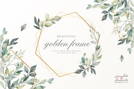 فایل وکتور کارت گل زیبا با قاب طلایی
