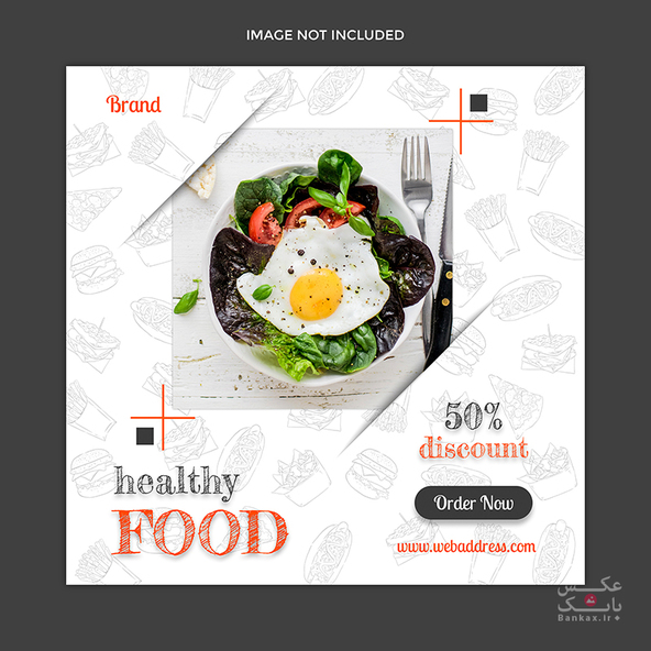 تمپلت لایه‌باز پست اینستاگرام و شبکه‌های اجتماعی با موضوع غذا/بانک عکس