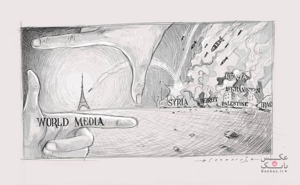 طرحی با عنوان «آنچه رسانه های جهان به تصویر می کشند» توسط Leemarej/بانک عکس